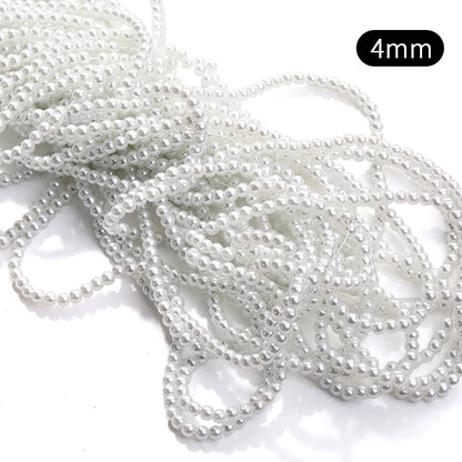Acmore Crystal 3mm/4mm/6mm/8mm White Glass Imitation Pearl Beads with Hole ABS Loose Beads for Jewelry Making  Decoration Accessories