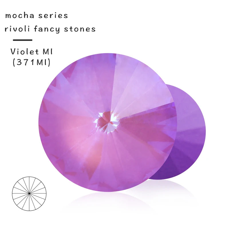Acmore Crystal10mm/12mm Wholesale Different Colors Shapes Mocha Rivoli Crystal Rhinestones Glass Fancy Stones for Jewelry Set