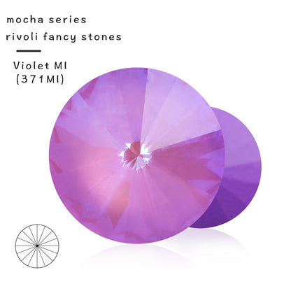 Acmore Crystal10mm/12mm Wholesale Different Colors Shapes Mocha Rivoli Crystal Rhinestones Glass Fancy Stones for Jewelry Set
