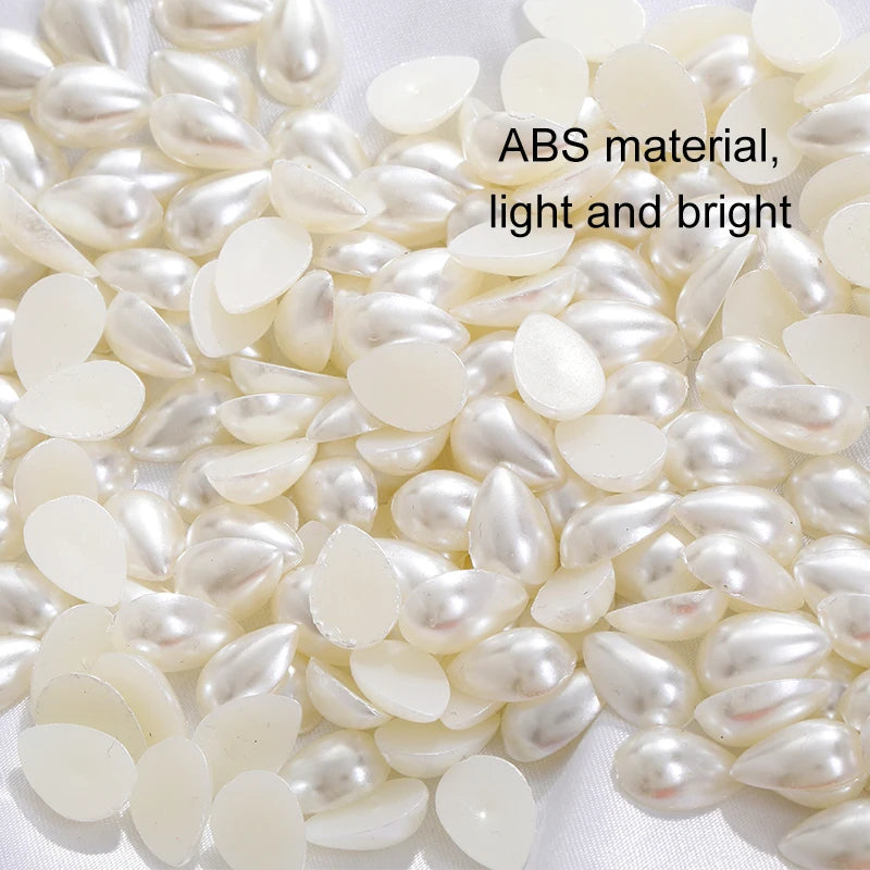 Acmore Crystal Drop Shaped Wholesale in Bulk Loose Pearling Flatback Semicircle Pearls Beads for Nail Art DIY Decor Garment Bags Shoes