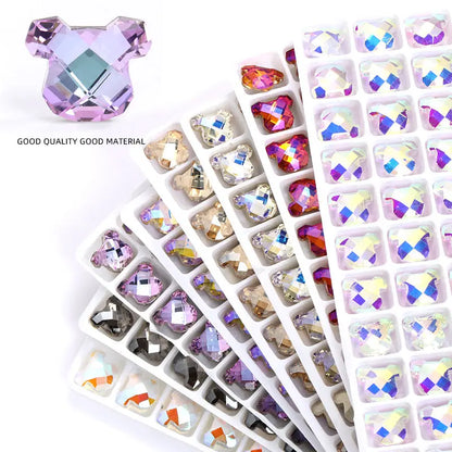 Acmore Crystal New Design Bear Shape Glass Fancy Jewelry Rhinestones Stone Strass K9 3D Crystal Pointback Glue on Nail Art Clothing