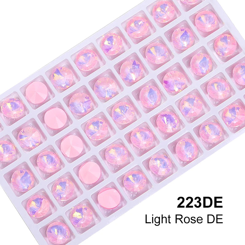 Acmore Crystal High Quality Colorful Point Back Rivoli Shape Glue on Rhinestones Glass Stones Crystal DIY Clothes Design