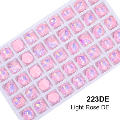 Acmore Crystal High Quality Colorful Point Back Rivoli Shape Glue on Rhinestones Glass Stones Crystal DIY Clothes Design