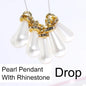 Acmore Crystal Drop Shaped 7*13/10*14/8*15mm Loose Pearl Pendant With Rhinestone Beads DIY for Necklace Earring Bracelet Accessories