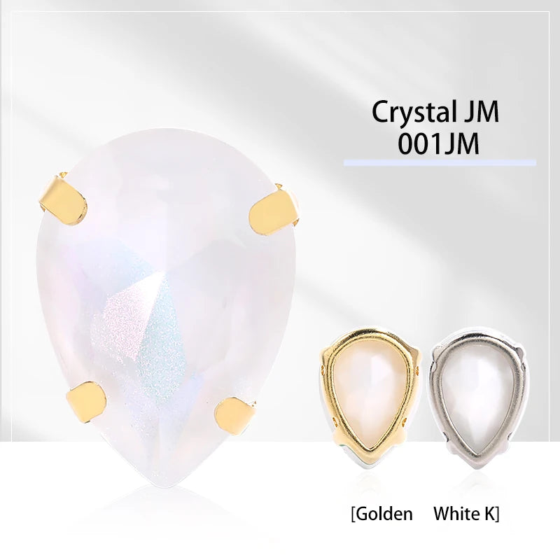 Acmore Crystal Aurora Mocha Pointback Drop Shaped Crystal Stone Rhinestone With Copper Hollow Claw Sew on Garment DIY Accessories