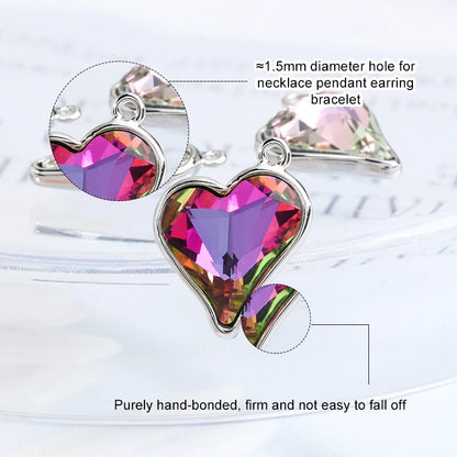 Acmore Crystal 13.5*17.6mm Copper Bottom Alloy Sweet Heart Single Hole Glass Diamond Pendant DIY Earrings Necklace Jewelry Accessories
