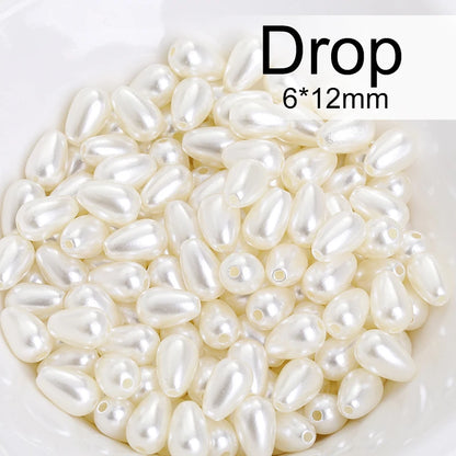 Acmore Crystal Oval Drop Shaped ABS Pearling Loose Pearls Beads DIY for Necklace Earring Bracelet Hair Clips Accessories Garment