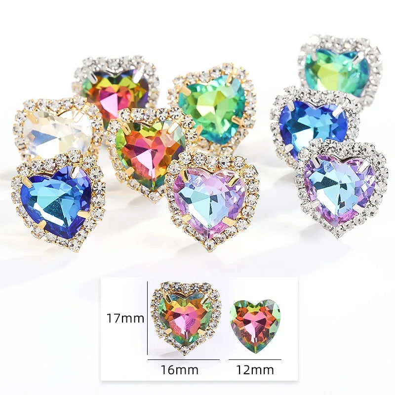 Acmore Crystal Flat Back Heart Crystal Rhinestone Flatback Sewing Supplies Stones for Diy Clothing DIY Nail Supplies