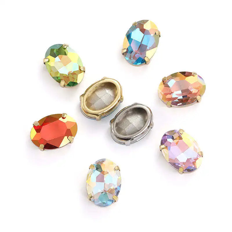 Acmore Crystal High Quality  Oval LA Series Point Back Glass Stone With Claw Rhinestones for Sewing Accessories