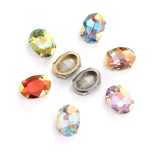 Acmore Crystal High Quality  Oval LA Series Point Back Glass Stone With Claw Rhinestones for Sewing Accessories