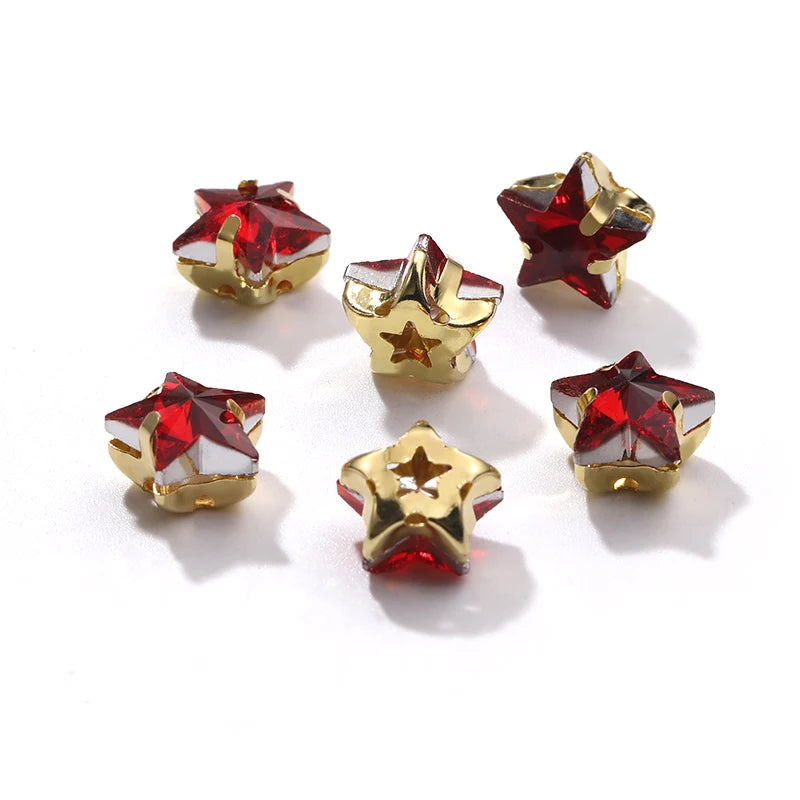 Hot Selling Acmore Crystal 10mm Star Pointback Glass Claw Drill Shiny Rhinestones Charms DIY Accessories for Dress & Clothing