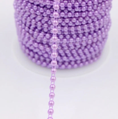 Acmore Crystal  4mm Craft Imitation Pearl Beads Cotton Line Chain for DIY Wedding Party Decoration Party Jewelry Findings Accessories