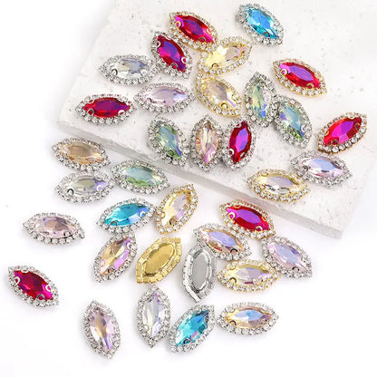 Acmore Crystal Wholesale Navette Transparent Bottom Series Crystal Buckle Claw Rhinestone for Sewing Accessories