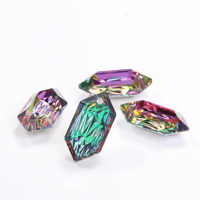 Acmore Crystal Relief Series Long Rhombus Glitter Custom DIY K9 Crystal Bead Jewelry Pendants for Necklace Earring Brooch Women