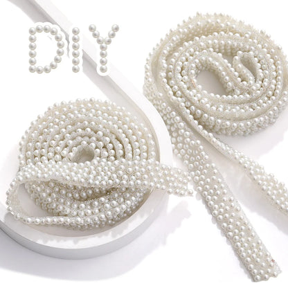 Acmore Crystal Factory Customized 1.2cm Width ABS Imitation Pearl Rhinestone Resin Strips  DIY Jewelry Accessories for Shoes & Bag