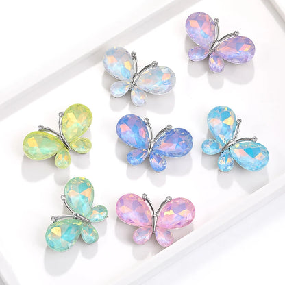 Acmore Crystal New Design Loose Stone Butterfly Alloy Flower Shapes Crystal Point Back Rhinestone DIY Clothes Decoration