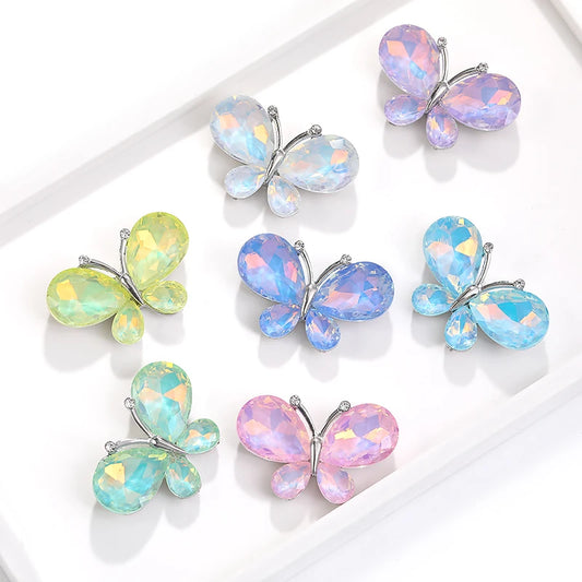 Acmore Crystal New Design Loose Stone Butterfly Alloy Flower Shapes Crystal Point Back Rhinestone DIY Clothes Decoration