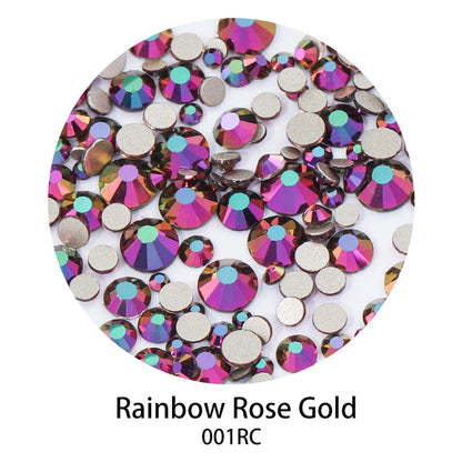 Acmore Crystal Gold Flat Back Round 40 Colors SS3-SS20 Mixed 3d Crystal ab Press on Nail Art Supplies Rhinestone Accessories