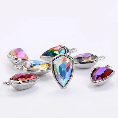 Acmore Crystal Shield Fancy Shaped Shiny 16 Colors 11*19mm Fashion Cristaled Stones Alloy Pendant Necklace Earring Jewelry Making