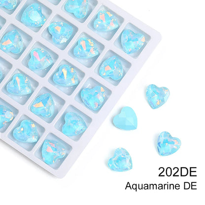Acmore Crystal New Design Heart Shape Opal Mocha Rhinestones Point Back Glass Crystal Stones Fashion Clothing Decoration