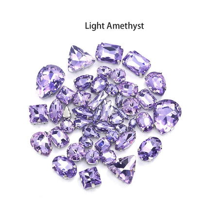 Acmore Crystal Mixed Shapes 22 Colors Four-point Stainless Steel Claw Loose Sew on Crystal Stone Glass DIY Rhinestone With Claw Setting