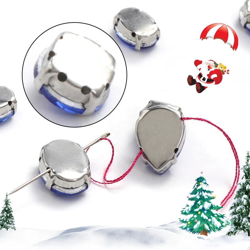 Acmore Crystal Christmas DIY Decoration Random Mixed Shapes Rhinestone With White k Stainless Steel Claw Setting Garment Accessories