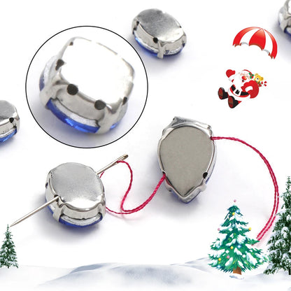 Acmore Crystal Christmas DIY Decoration Random Mixed Shapes Rhinestone With White k Stainless Steel Claw Setting Garment Accessories