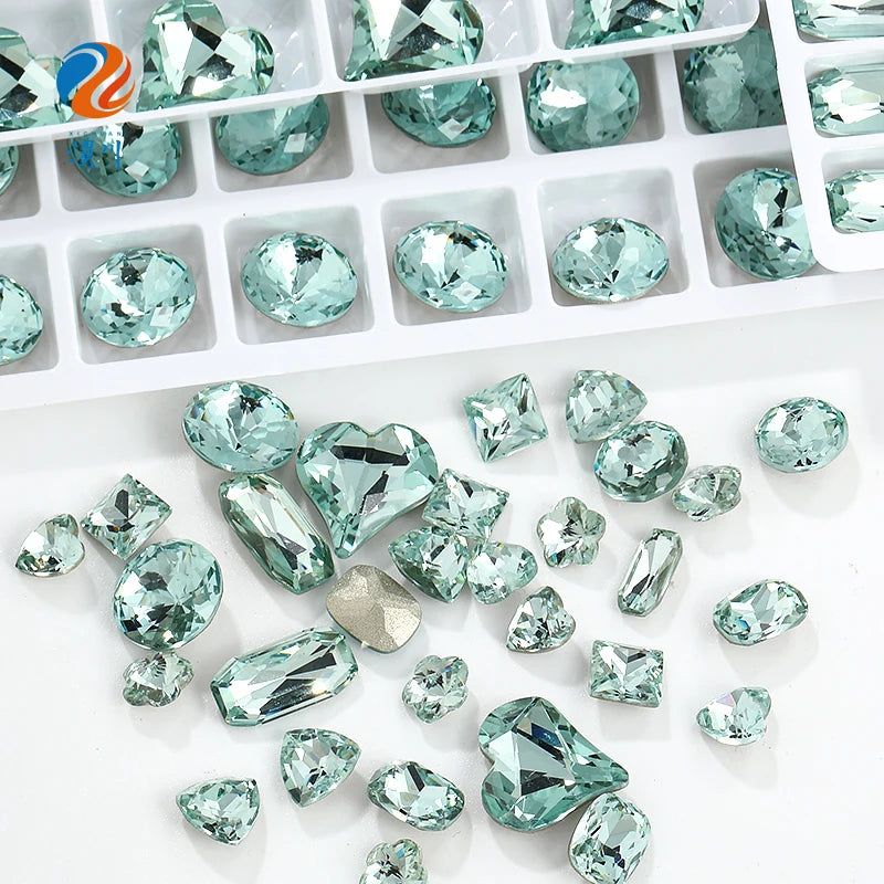 Acmore Crystal New Color Popular Light Azore K9 Glass Crystal Rhinestone Loose Jewelry Stone Glue on for DIY Nail Art Decoration