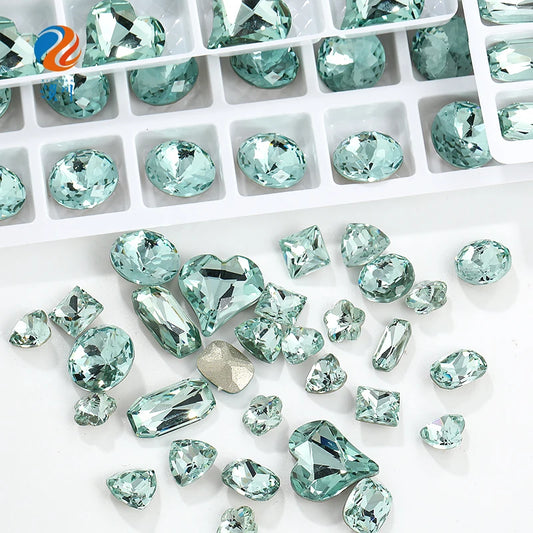 Acmore Crystal New Color Popular Light Azore K9 Glass Crystal Rhinestone Loose Jewelry Stone Glue on for DIY Nail Art Decoration