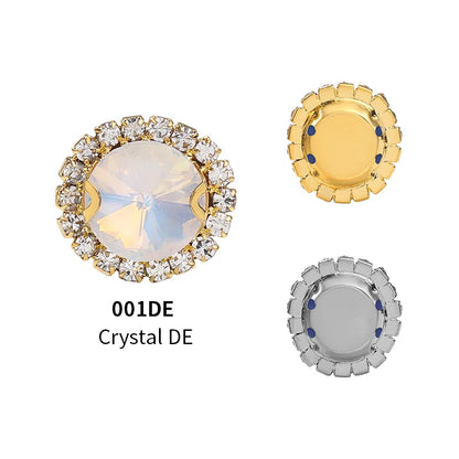 Acmore Crystal New Product Rivoli Shapes Flat Back Sew on Stone With Cup Chain Loose Rhinestones DIY Garment Shirt Shoes Bags