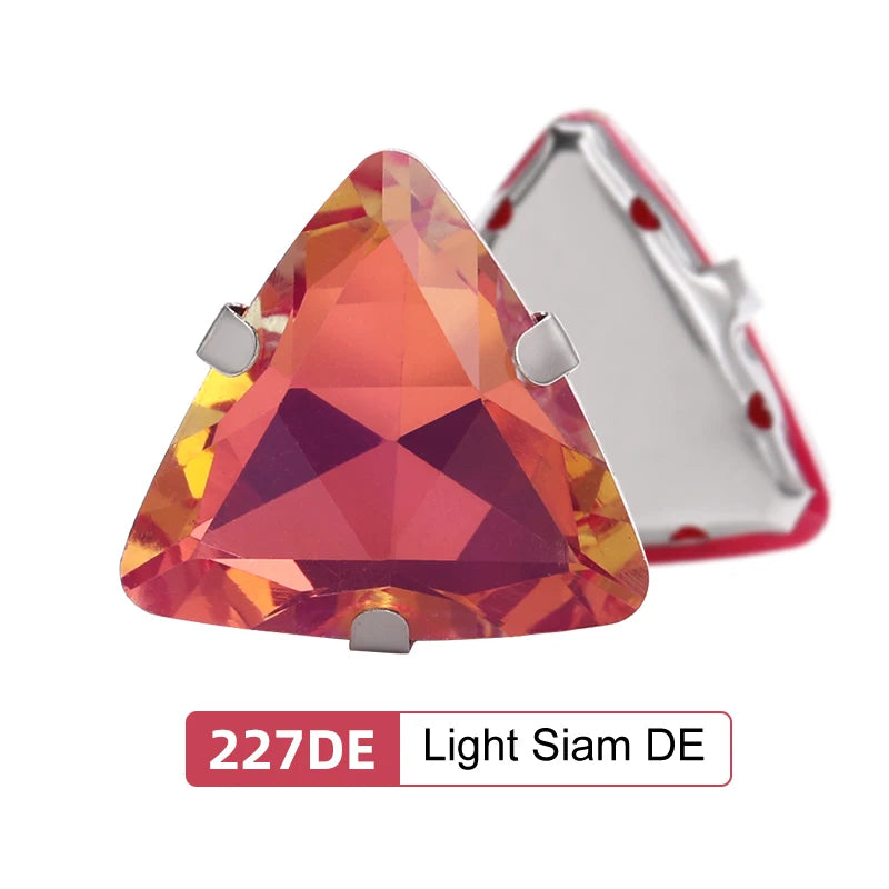 Acmore Crystal New Arrival 18MM  Triangle  Opal Mocha DE Series Rhinestone Claw  Sew on Crystal  With Claw DIY Art Decorations