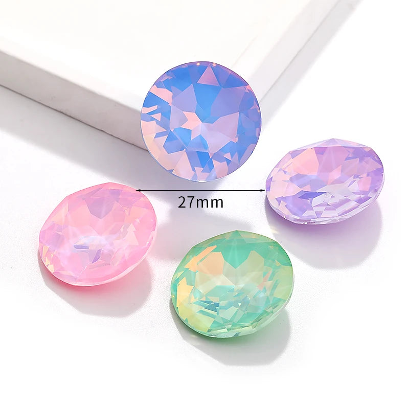 Acmore Crystal High Quality K9 Point Back Gemstone Flower Shape Glass Loose Rhinestones Opal Mocha Crystal Jewelry Diy Decoration