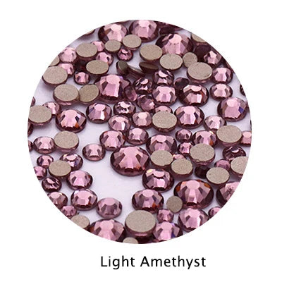 Acmore Crystal Gold Flat Back Round 40 Colors SS3-SS20 Mixed 3d Crystal ab Press on Nail Art Supplies Rhinestone Accessories