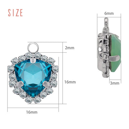 Xichuan Fat Triangle Shaped Crystal Stone K9 Glass Sew on Cup Chain Setting Shiny Colors Rhinestone Crafts Pendant Necklace
