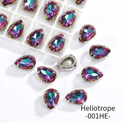 Acmore Crystal Crystals Rhinestone With Claw Strass Gems Sew on Rhinestone Drop Shape Crystal Fancy Stone With Claw for Garment