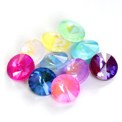 Acmore Crystal10mm/12mm Wholesale Different Colors Shapes Mocha Rivoli Crystal Rhinestones Glass Fancy Stones for Jewelry Set