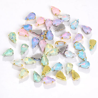 Acmore Crystal High Quality Colors Faceted Glass Stones Drop Claws Flatback Rhinestone Jewelry Art Garment Accessories