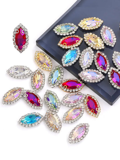 Acmore Crystal Wholesale Navette Transparent Bottom Series Crystal Buckle Claw Rhinestone for Sewing Accessories
