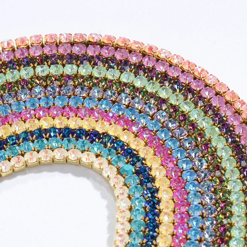 Acmore Crystal New SS4-SS16 Size MI Round Shape Glass Stones Copper Claw Rhinestones Chain Sew on Crystal Direction DIY Rhinestone
