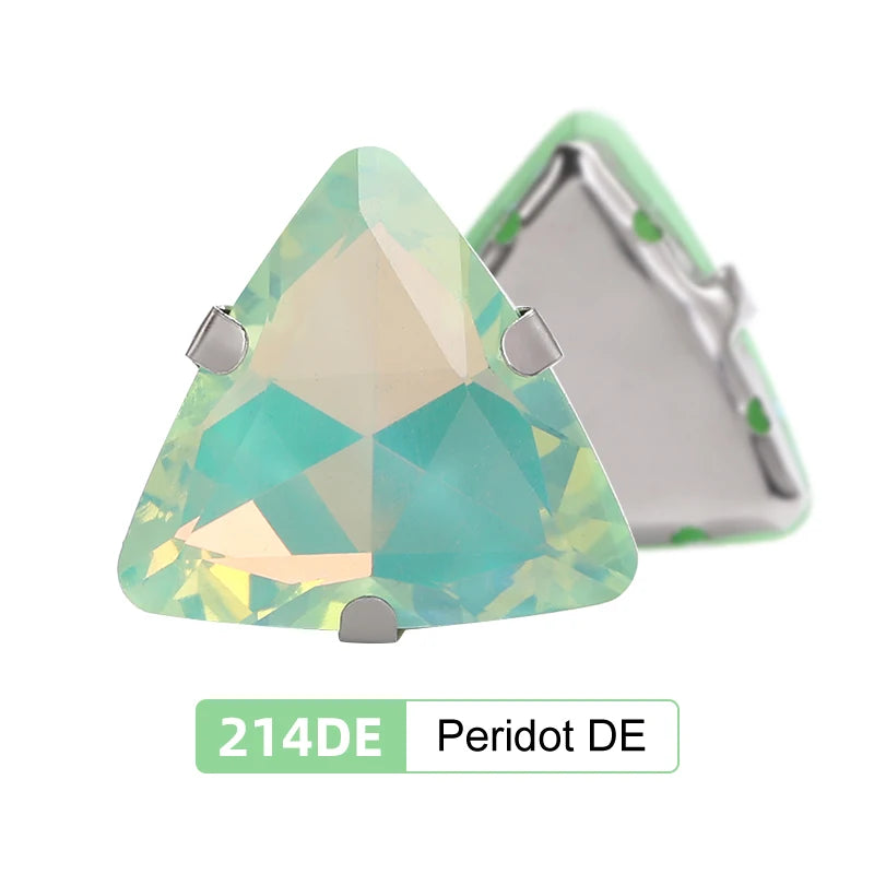 Acmore Crystal New Arrival 18MM  Triangle  Opal Mocha DE Series Rhinestone Claw  Sew on Crystal  With Claw DIY Art Decorations