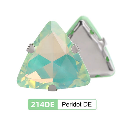Acmore Crystal New Arrival 18MM  Triangle  Opal Mocha DE Series Rhinestone Claw  Sew on Crystal  With Claw DIY Art Decorations