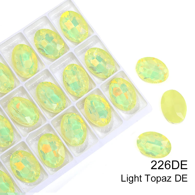 Acmore Crystal Hot Sale Opal Mocha Oval Shape New Design Loose Stones Color Point Back Loose Rhinestone Clothing Accessories DIY