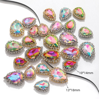 Acmore Crystal New Arrival 3D Piont Back Glass Rhinestone with Brass Caw Shadow Series Tear Drop Nail Art Rhinestones Charm for Cloth