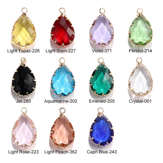 Acmore Crystal 13*18MM  Water Drop Transparent Crystal Glass Pendant with Claw Inlaid Rhinestone Pendant Accessories for Earrings & Necklace