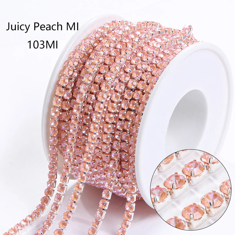 Acmore Crystal Hot Sale SS4-SS12 MI Series Color Shiny Round Stone Glass Silver Claw Rhinestones Chain Art Supplies DIY Accessories