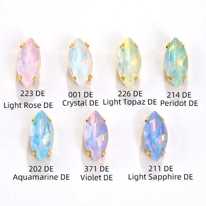 Acmore Crystal High Quality Horse Eye Navette Shape Color Stone With Four Claws Sew on Glass Rhinestones DIY Garment Accessories