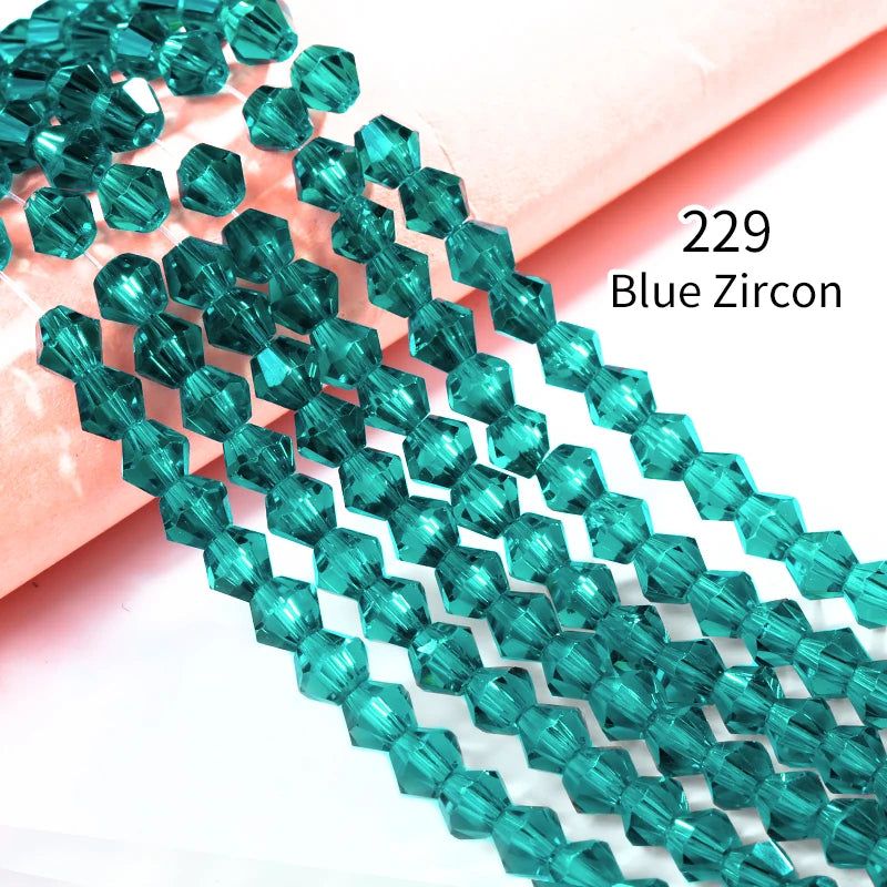 Acmore Crystal 4mm 21 Colors Bicone Shaped Crystal Stone Wholesale Loose Necklace Bracelet Earring Through Hole Glass Rhinestone Beads