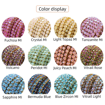 Acmore Crystal New SS4-SS16 Size MI Round Shape Glass Stones Copper Claw Rhinestones Chain Sew on Crystal Direction DIY Rhinestone