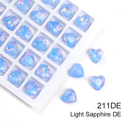 Acmore Crystal New Design Heart Shape Opal Mocha Rhinestones Point Back Glass Crystal Stones Fashion Clothing Decoration