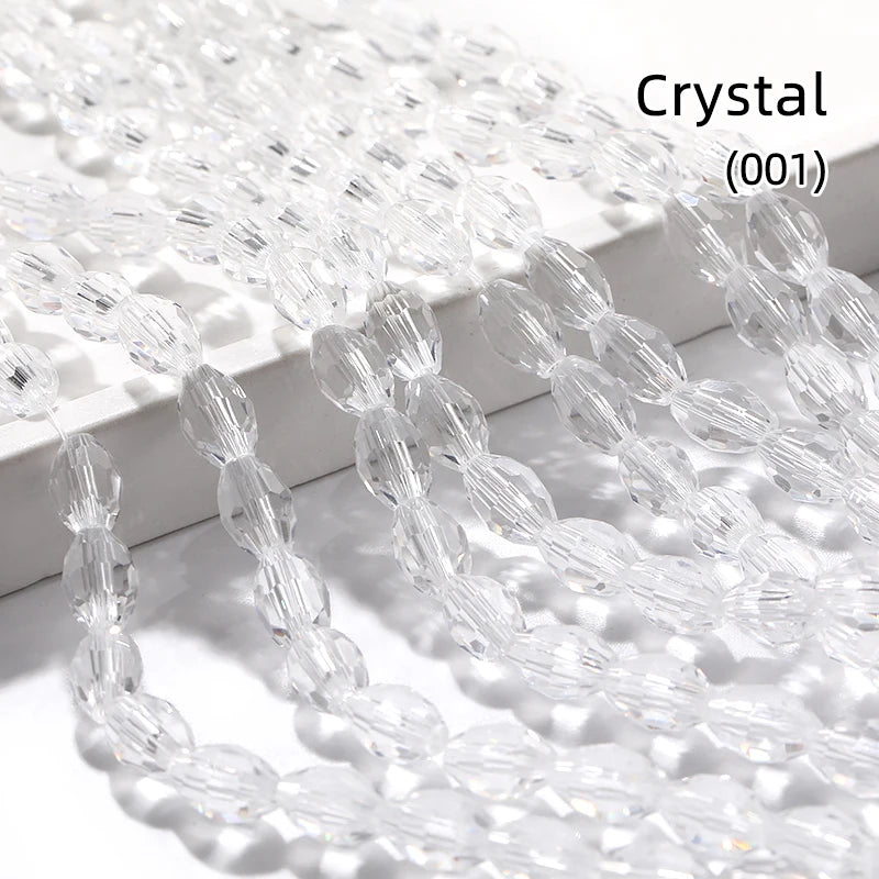 Acmore Crystal Popular  6*8MM Olive-shaped Crystal Beads for Clothing Making Best  DIY Accessories for Door & Curtain Decoration
